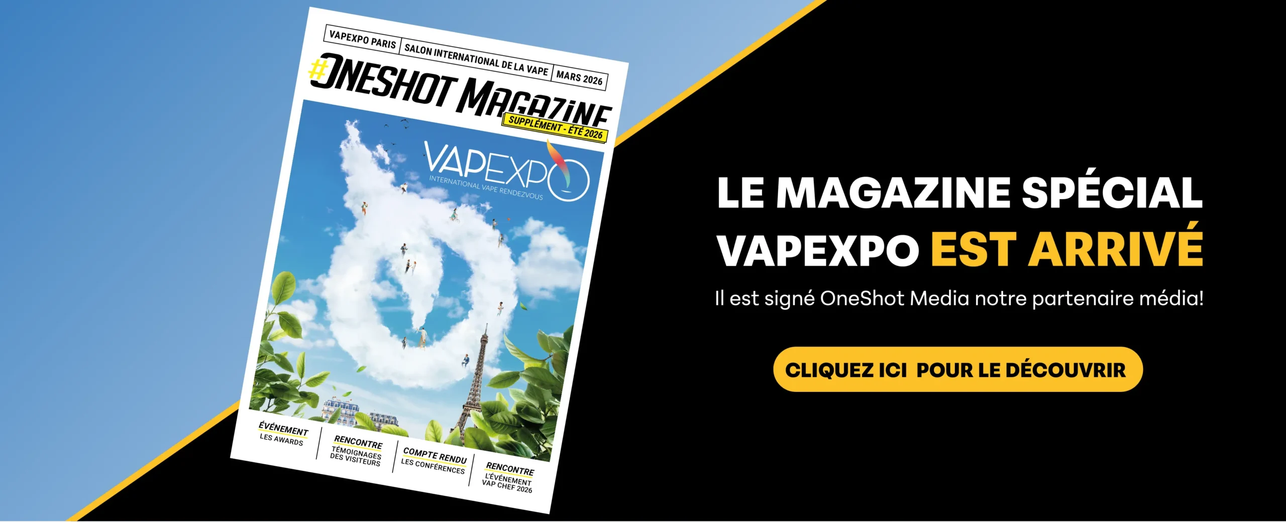 Vapexpo - OneShot Média - Magazine spécial - Supplément été 2026 Vapexpo - Banniere web - Magazine spe - 1920 x 800px