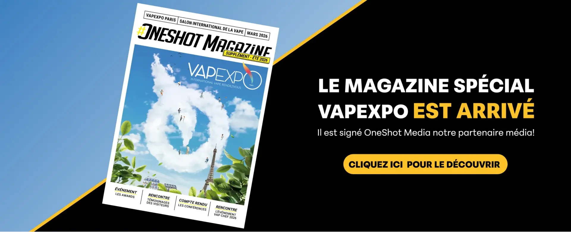 Vapexpo - OneShot Média - Magazine spécial - Supplément été 2026 Vapexpo - Banniere web - Magazine spe - 1920 x 800px