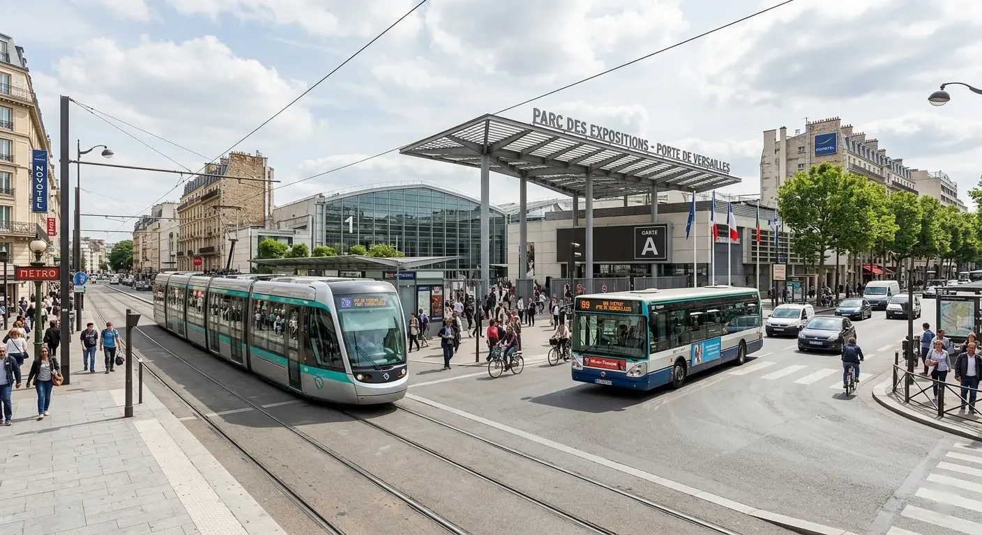 Bus et Tram aux Parc des expositions porte de versailles paris Vapexpo