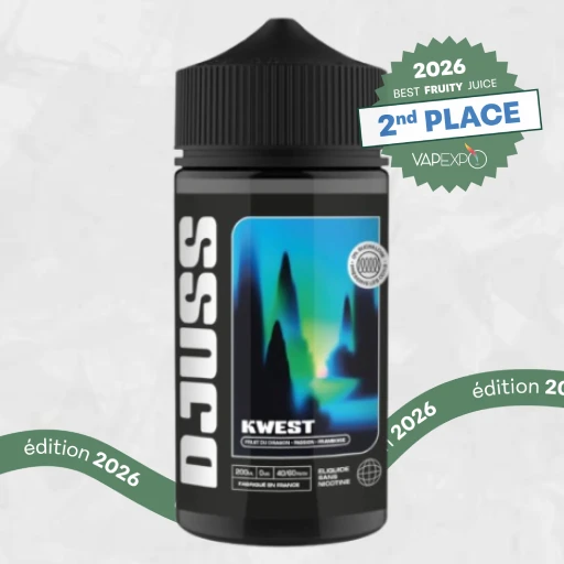 Kwest e-liquid bottle by Fuu Cloud Empire, 2nd place winner at Vapexpo Awards 2026