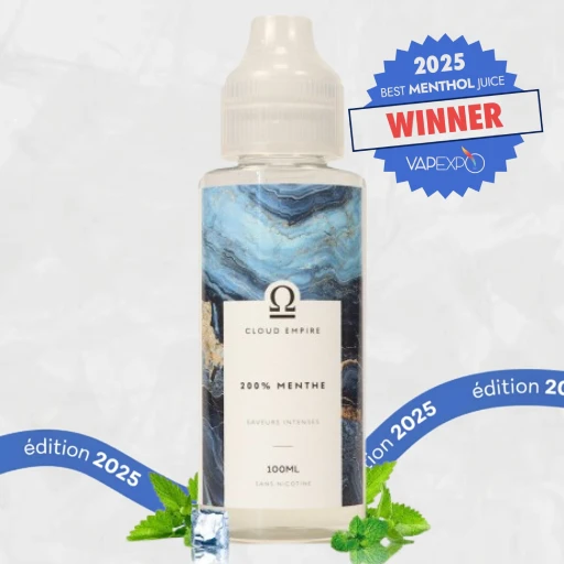 Flacon 200% Menthe Cloud Empire par Fuu, lauréat de la première place menthe Vapexpo 2025