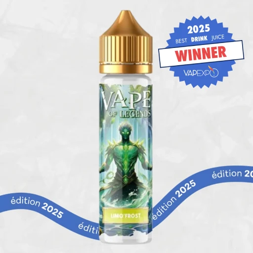 Flacon Limo Frost par Levest Vape of Legends, vainqueur de la catégorie boisson Vapexpo Awards 2025
