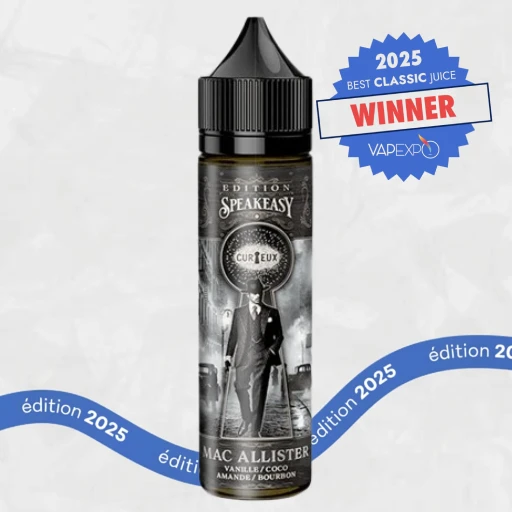 Mac Allister de chez Curieux, couronné meilleur e-liquide classique Vapexpo 2025